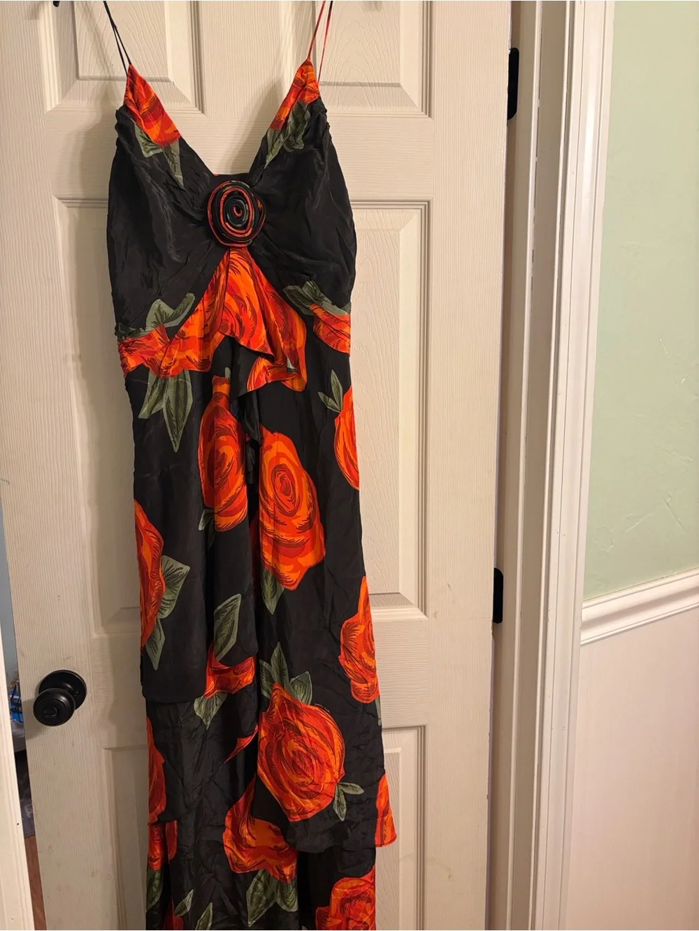 FARM Rio Black & Vivid Orange Floral Dress with Rosette - Picture 8 of 12